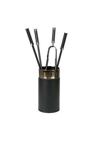 Set unelte pentru șemineu negru/crom