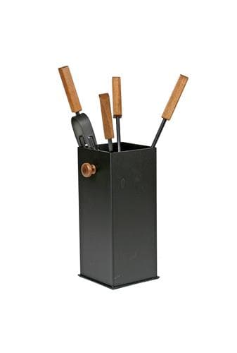 Set unelte pentru șemineu 4 piese lemn/negru