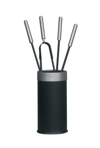 Set unelte pentru șemineu negru cu aluminiu accente & unelte
