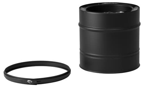Element 200 mm negru RAL 9005 Ø125, coș dublu perete