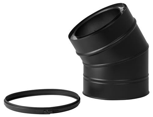Cot 30° negru RAL 9005 Ø175, coș dublu perete