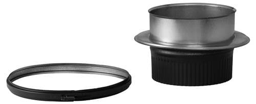 Adaptor + margine sertizată negru RAL 9005 Ø150, coș dublu perete