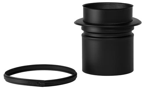 Adaptor + tub de nișă negru RAL 9005 Ø250, coș dublu perete