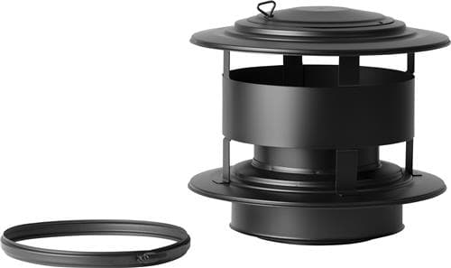 Căciulă antivânt cu trapă de curățare negru RAL 9005 Ø150, coș dublu perete