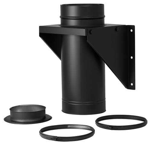 Perete suport element 500 mm negru RAL 9005 Ø125, coș dublu perete