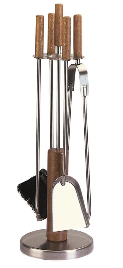 Set unelte pentru șemineu 4 piese inox/lemn