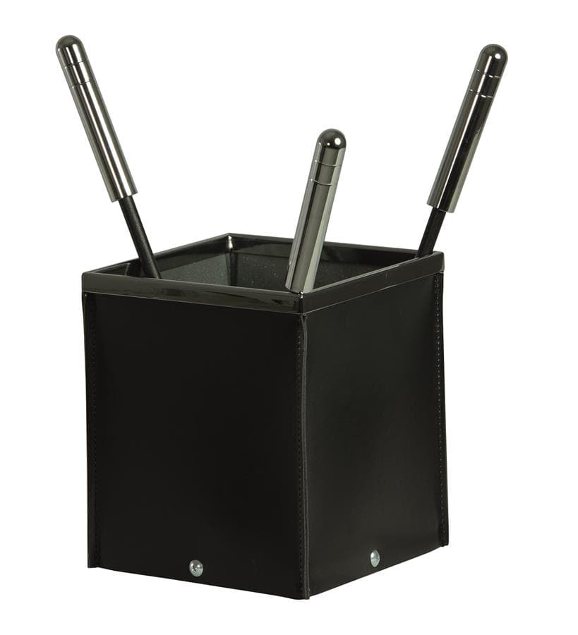 Set unelte pentru șemineu 3 piese negru piele/crom